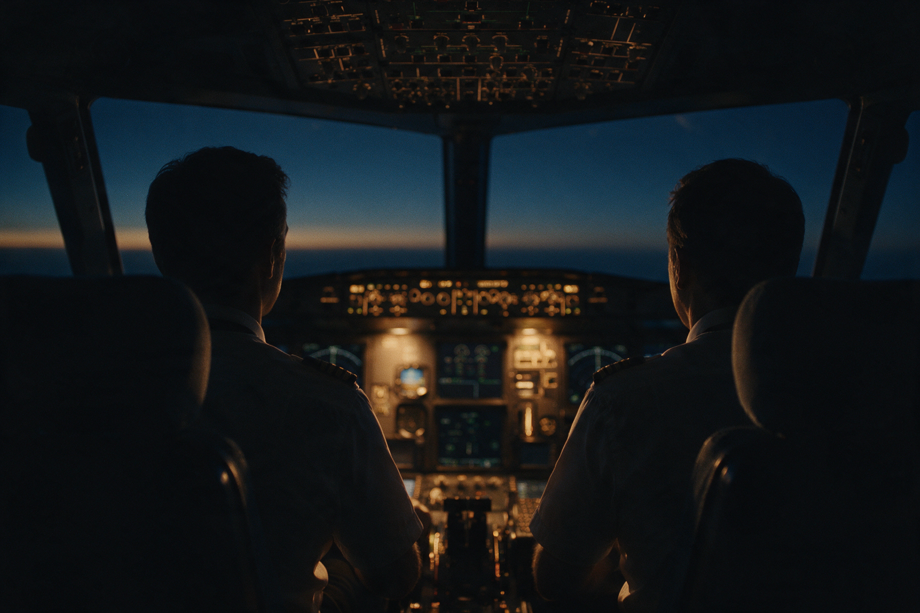 Aviation professionals in a safety training session